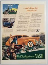 1940 Print Ad Nash Cars Lafayette Series 4-Door Car Fly Fisherman Shows Trout picture