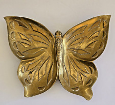Vtg Solid Brass Butterfly Trinket Dish By FAREASTERN DESIGNS 8