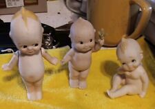 VINTAGE Set of 3 Bisque KEWPIES with Blue Wings 2 ARE ENESCO, Different Poses picture
