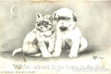 Dogs 1910 We're Afraid To Go Home In The Dark Vincent V. Colby Postcard 1C stamp picture