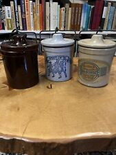 vintage crock stoneware with lid Lot picture