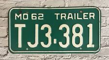 1962 Missouri Trailer License Plate # TJ3-381 picture