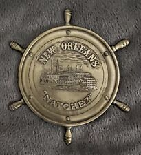 New Orleans Natchez Ship / Steamboat Brass souvenir - Wheel - USA - Vintage/Old picture