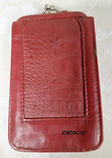 Vtg 60/70s Burgandyish Leather Jordache Kiss Close Cigarette Case Lighter Pocket picture