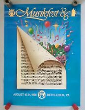 1986 MUSIKFEST POSTER Bethlehem Pa Music Festival 3rd Year picture