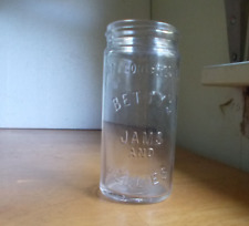 RARE ANTIQUE BETTY'S JAMS & JELLIES EMB PINT JAR OVER 100 YRS OLD picture