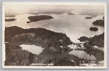 Cable Wisconsin~Aerial~Getting Some Dandy Fish on Namakagon Lake~Lodge~1940 RPPC picture
