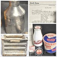 HUGE GRANTS DAIRY BUNDLE Metal Crate Old Farm Letter Advertising Tin Pail Bucket picture