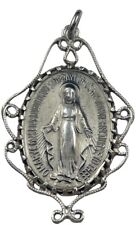 Vintage Catholic Sterling Silver Miraculous Mary Medal, 3.5 Grams Silver picture