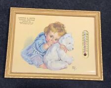 1948 Vtg Advertising Thermometer Baby Print Maud Tousey Fangel. Funeral Director picture