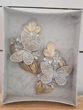 Vintage 1983 Miller Studios Chalkware Butterflies With Gold Accents USA NIB picture