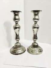 Pair of India Hosley Metalcrafters Brass Candlesticks Candle Holders 10.5