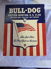 Vintage American Flag Bull Dog Bunting 5x8' 50 Stars with original box  picture