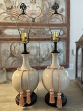 Pair of Vintage Maitland Smith - Crackle finish - Asian - Tassel Lamps - 27