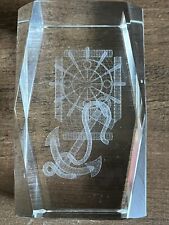 VTG RARE Etched Paperweight COMPASS ROSE & Anchor  Multi Faceted Cube NAUTICAL picture