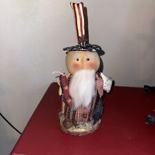 Primitive Tea Stained Stump Doll Uncle Sam Patriotic Hand Made By Me picture