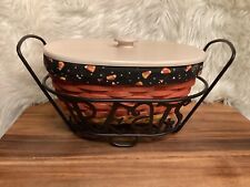 2010 Longaberger Halloween Candy Corn Treats Basket with Wrought Iron Stand picture