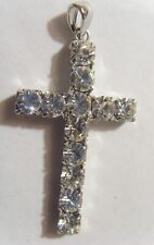 1930s antique prong set clear diamante cross religious pendant 53138 picture