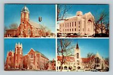 Amarillo TX, Four Historic Churches, Street Views, Texas c1954 Vintage Postcard picture