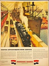 1943 Pennsylvania Railroad Ship Convoys Offloading WWII Vintage Print Ad picture