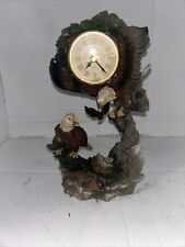 Bald Eagle over bald eagle Decorative Figure Statue Quartz Clock Desk Taple Top  picture
