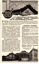1918 JOHNSON SERVICE CO. PRINT AD, THERMOSTAT HEATING COAL FURNACE, VTG PRINT AD picture