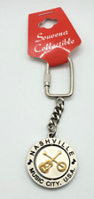 New Souvenir Silver Tone Spinner Key Chain Nashville Music City Key Chain picture