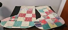 Handmade Christmas Stockings VTG Patchwork Quilt Farmhouse 14.5” picture