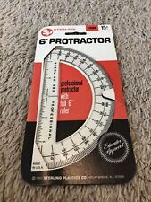 Vintage 1969 NOS Sterling Plastics Professional 6” Protractor With Ruler # 582 picture