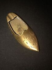 Personal Ashtray, Vintage 3.25 Inch Long Brass Slipper Design, Marked India picture