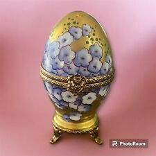 Limoges Peint Main HYDRANGEA Egg Trinket Box Rochard Collection Tabatieres picture