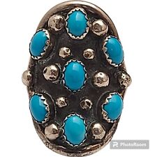 Fritz Casuse Sleeping Beauty Turquoise Cluster Sterling Silver Ring Size11 picture