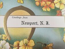 C 1910 Greetings From Newport NJ Embossed Flowers Gold Horseshoe DB Postcard picture
