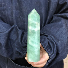0.92LB Natural fluorite Quartz Carved Crystal Tower Wand Reiki Healing. picture