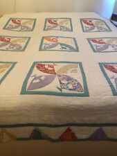 VINTAGE ARCH QUILT Multicolor Fan Pattern Quilt 2 Pillow cases 194