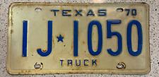 1970 Vintage Texas License Plate Truck Blue on White #IJ-1050 picture