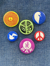 60’s Anti-War 6  button PEACE SIGN Collection Celluloid Pinback Buttons Vietnam picture