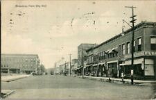 1910. STREET VIEW. BROADWAY FROM CITY HALL. LINCOLN, ILL POSTCARD r3 picture