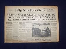 1945 MARCH 27 NEW YORK TIMES - 7 ARMIES SMASH NAZIS IN DEEP THRUSTS - NP 6678 picture