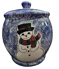 Vintage Snowman Ceramic HANDPAINTED Cookie Jar By The Kitchen Collection 1996 picture