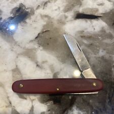 Vintage Red Victorinox Swiss Army Floral Gardeners Single-Bladed Knife picture