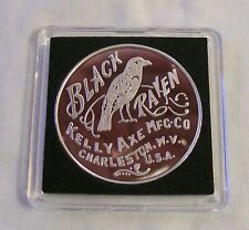 RARE BLACK RAVEN EMBOSSED AXE 1 OZ. PURE .999 SILVER ROUND PROOF COIN - #2/100 picture