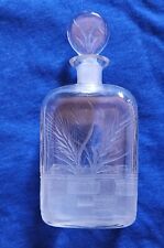 Vintage Glass Decanter w/Stopper. Neat Etching w/Basket Weave & Wheat Stalks picture