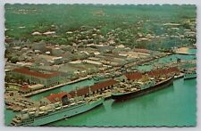 Postcard Bahamas Nassau Busy Little Nassau Harbour Cruise Ships Freighters picture