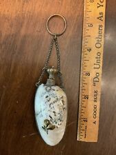 Antique Victorian Mother of Pearl Shell Finger Chatelaine Perfume Bottle Cracked picture