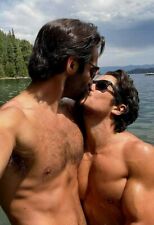 Shirtless Male Beefcake Hot Gay Interest Couple Lake Kissing Men PHOTO 4X6 G1647 picture