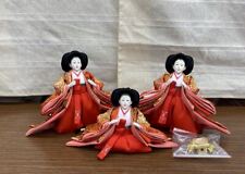 Japanese Hina dolls Three court ladies Set No Box Color PINK Japan  picture