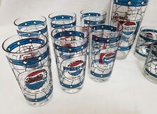 Vintage Pepsi Tiffany Styled Glasses Set of 13 pieces - w/ Rare Shaker Tumbler picture