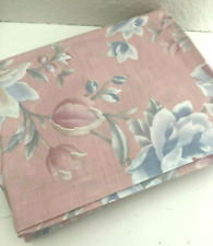 NEW Vtg CANNON Queen Pink Blue Rose Tulip FLAT SHEET NO IRON PERCALE Cottage 1 picture
