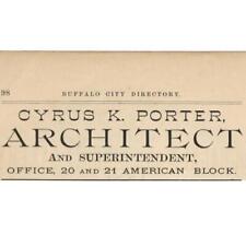 1886 BUFFALO NY ARCHITECT CYRUS K PORTER VICTORIAN ERA COAL IRON TRINITY CHURCH picture